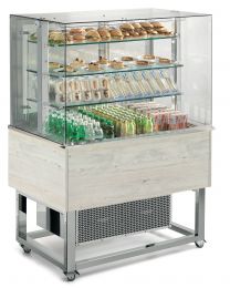 Afinox Essense White Oak Open Front 3 Tier Refrigerated Food Island