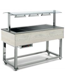 Afinox Essense White Oak Glass Top Heated Food Island & Gantry