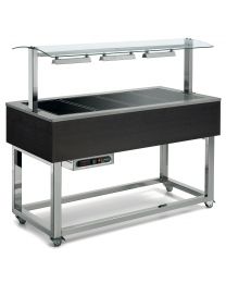 Afinox Essense Wenge Glass Top Heated Food Island & Gantry