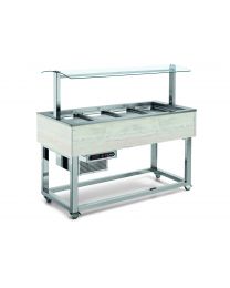 Afinox Essense White Oak Buffet Refrigerated Food Islands with static cold well.