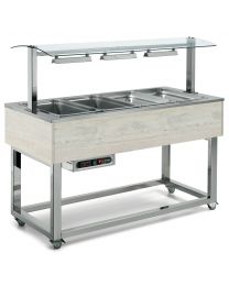 Afinox Essense White Oak Wet Heated Bains Marie Food Island & Gantry