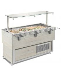 Afinox Tradition White Oak 6/1 GN 2144mm  Refrigerated Blown Air Buffet Food Island
