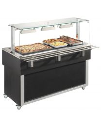 Afinox Tradition Wenge 4/1 GN 1464mm Glass Top Heated Food Island & Gantry