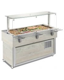 Afinox Tradition White Oak  Buffet Refrigerated Food Islands with static cold well.