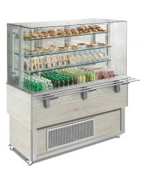 Afinox Tradition White Oak Open Front 3 Tier Refrigerated Food Island