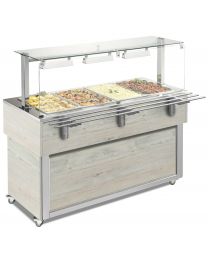Afinox Tradition White Oak Wet Heated Bains Marie Food Island & Gantry