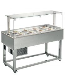 Afinox Essense Stainless Shallow Well Buffet Refrigerated Food Islands with static cold well.