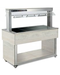 Afinox Tradition White Oak Glass Top Heated Food Island & Gantry
