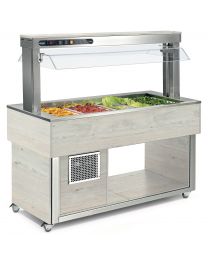 Afinox Tradition White Oak Buffet Refrigerated Food Islands with static cold well.