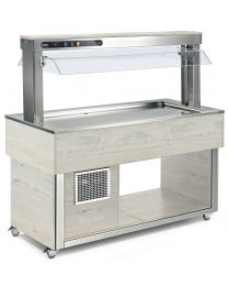 Afinox Tradition White Oak Buffet Static shallow well Refrigerated Food Island