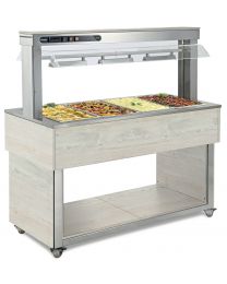 Afinox Tradition White Oak Wet Heated Bains Marie Food Island & Gantry
