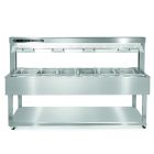 Afinox IN0X 6/1 GN 2144mm Stainless Steel Wet Heated Bains Marie Food Island & Gantry